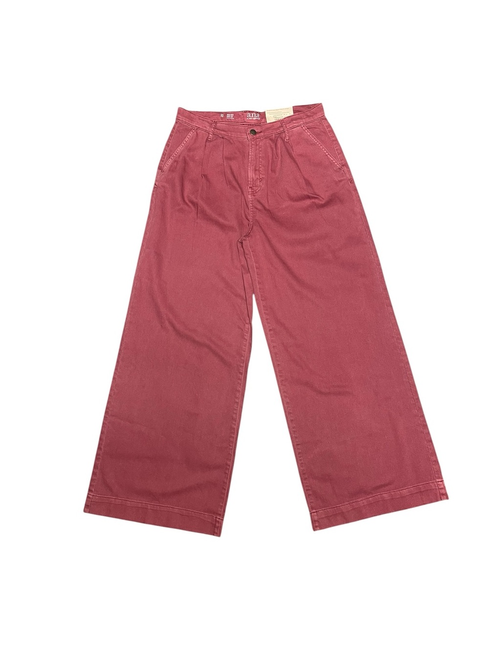 A.N.A A NEW APPROACH WIDE LEG PANTS HIGH-RISE SOFT JEANS WOMENS PLEATED PINK 10